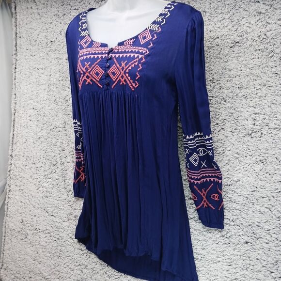 Patrons of Peace Women's XS Blue Embroidered Long Sleeve Bohemian/ Hippy Midi... - Picture 5 of 12